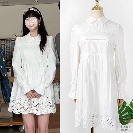  호텔델루나 패션 아이유 장만월 설리 화이트 자수 펀칭 원피스