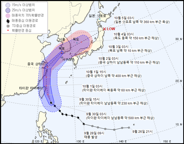 18호 태풍 미탁의 경로는?