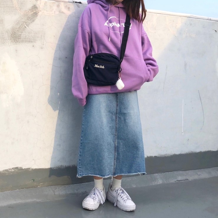  설블로그 / 빈티지한 컷팅 데님롱스커트 육육걸즈 / 버튼롱데님SK