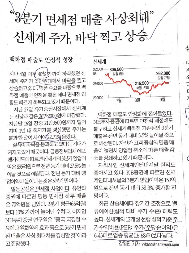 경제신문이야기]신세계 주가 흐름!, SK텔레콤의 회사채 발행!,폰으로 간단하게 문서 스캔하는법. : 네이버 블로그
