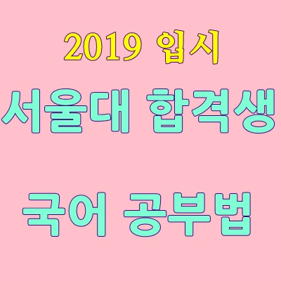  [2019 입시] 서울대 합격생 국어 공부방법  모음 (feat. 수만휘)