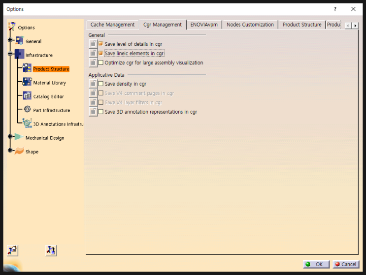  카티아 V5 CGR, 3DXML 저장 시 ELEMENTS까지 저장하는 옵션 설명 (CATIA OPTIONS)