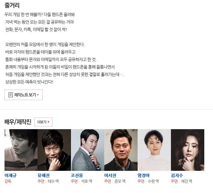 영화) 완벽한 타인 영화) 완벽한 타인