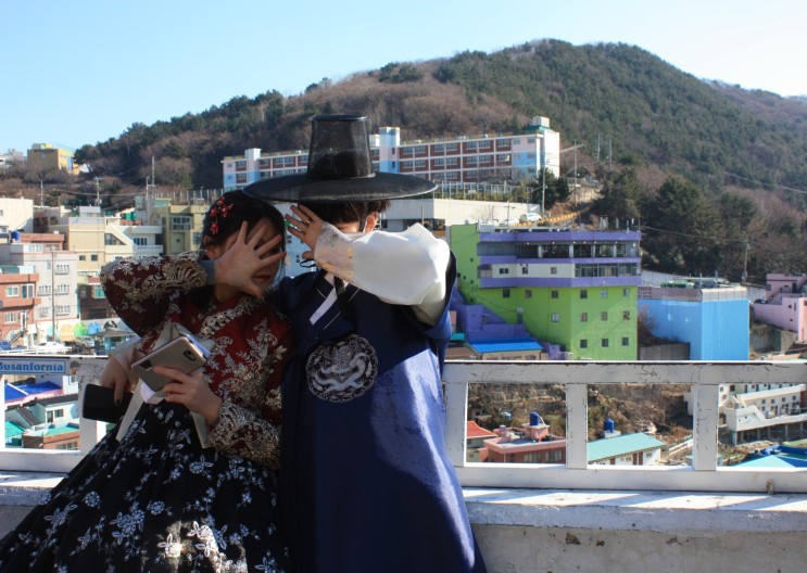 부산 감천문화마을 방문기, 한복대여 흑백사진관 촬영한 이야기