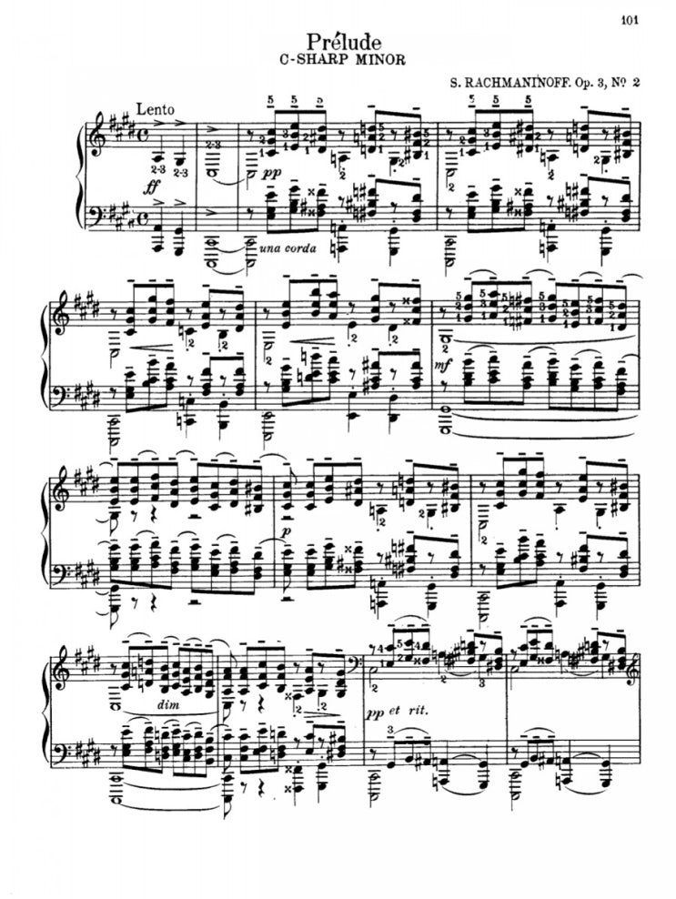 라흐마니노프 프렐류드 2번 악보 Rachmaninoff Prelude in c# minor Op3 No2