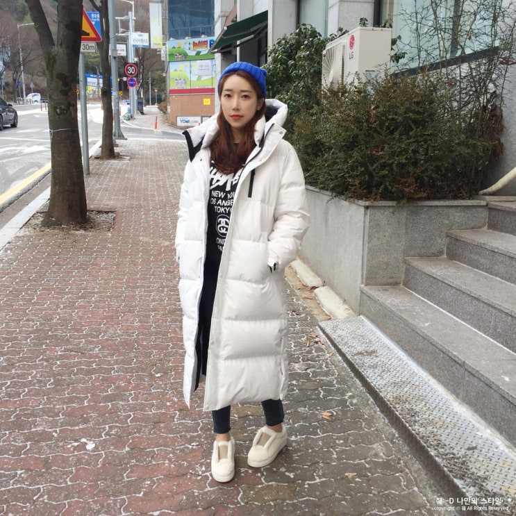  메이썸 롱패딩 구스다운! 화이트 패딩은 처음인데 매력있었어