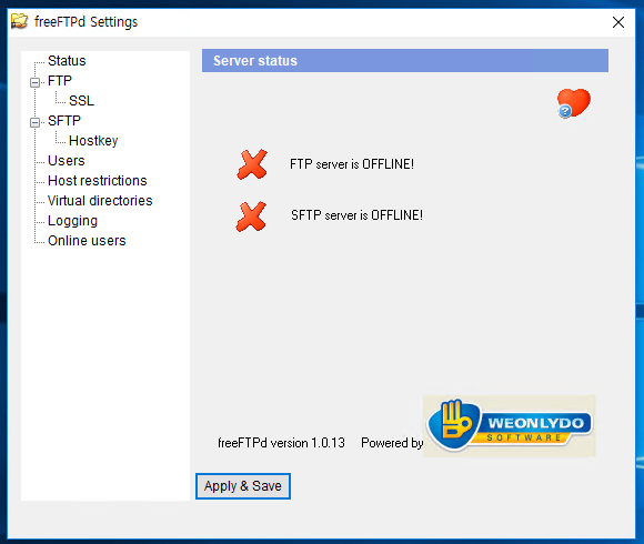 윈도우용 무료 FTP 서버, SFTP 서버 프로그램 FreeFTPD 다운로드 및 사용법