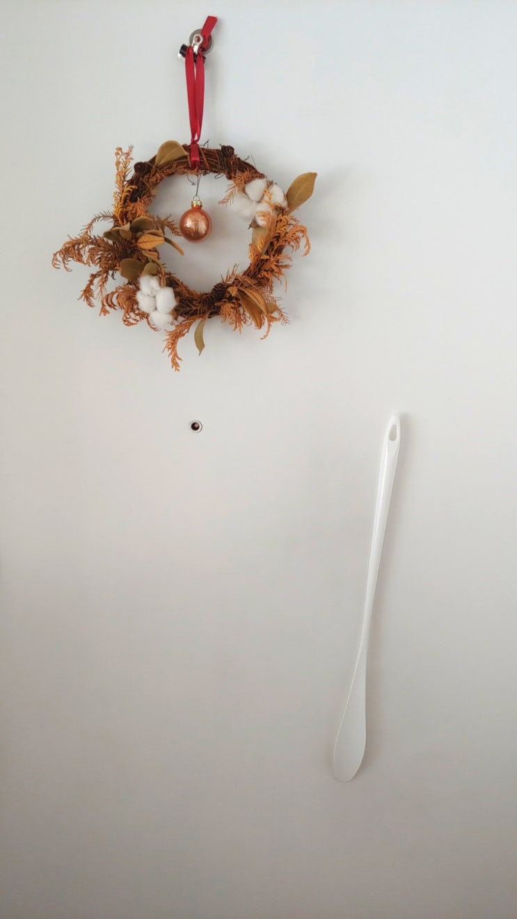  현관에서 꼭 필요한 구둣주걱 철문에 붙여두어요