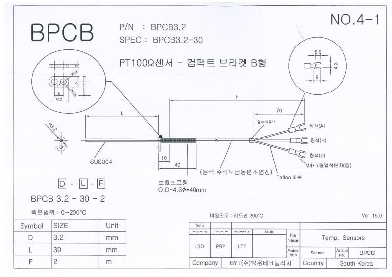 BPCB PT100Ω센서 (컴팩트 브라켓 B형) - 온도센서-4 : 네이버 블로그