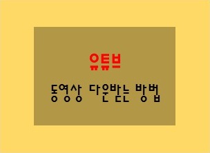 유튜브에서 동영상 다운받기 유튜브에서 동영상 다운받기
