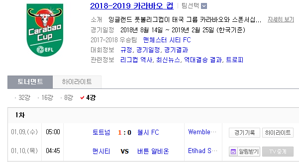 2019.01.09 잉글랜드 리그컵(카라바오컵) 4강 1차전 (맨시티 vs 버튼 알비온) 2019.01.09 잉글랜드 리그컵(카라바오컵) 4강 1차전 (맨시티 vs 버튼 알비온)