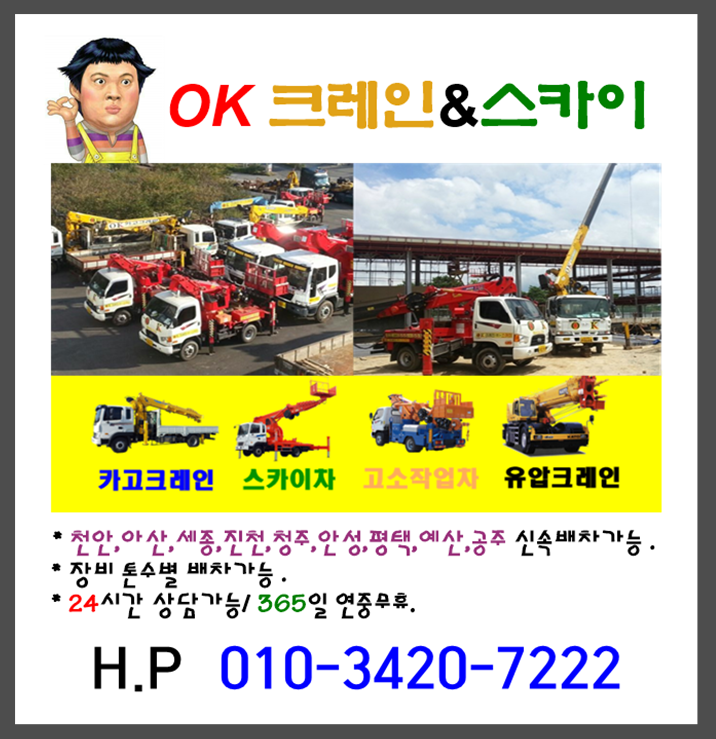  [천안/아산/세종] 카고크레인 스카이 유압크레인 테크양중전문.