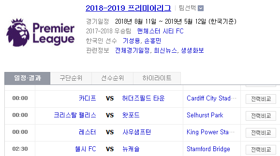 2019.01.12 EPL(프리미어리그) (카디프 vs 허더즈필드 크리스탈팰리스 vs 왓포드 레스터 vs 사우샘프턴 첼시 vs 뉴캐슬) 2019.01.12 EPL(프리미어리그) (카디프 vs 허더즈필드 크리스탈팰리스 vs 왓포드 레스터 vs 사우샘프턴 첼시 vs 뉴캐슬)