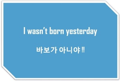 [영어표현] I wasn't born yesterday : 바보가 아니다, 어린애 아니거든 ??