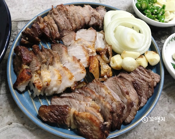 시메오 에어프라이어 삼겹살, 레시피북 보고 만들어쪄