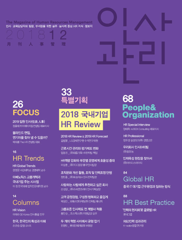 2018년 12월호 월간 인사관리, 한국인사관리협회  (2018 국내기업 HR Review)