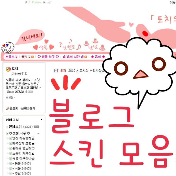  토치꺼 네이버 블로그 꾸미기 스킨, 위젯 모음