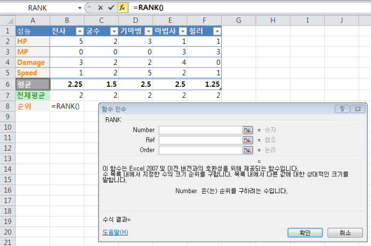  [엑셀/Excel] 26. Rank함수로 순위매기기