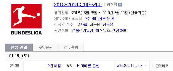 2019.01.18 분데스리가 (호펜하임 vs 바이에른 뮌헨)