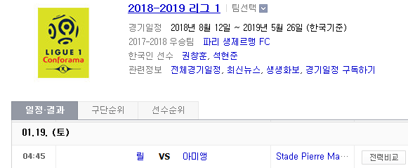 2019.01.18 리그앙(프랑스리그1) (릴 vs 아미앵)