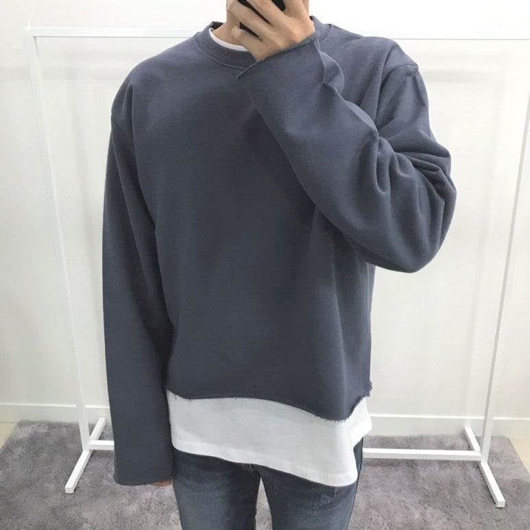남자 크롭 맨투맨티, (무지 맨투맨 티셔츠, 레이어드티 코디, 레이어드 나시/반팔티/긴팔티)....