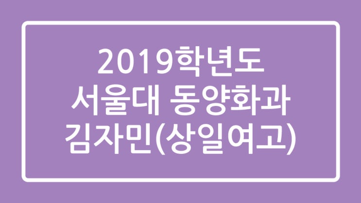  2019학년도 서울대 합격수기