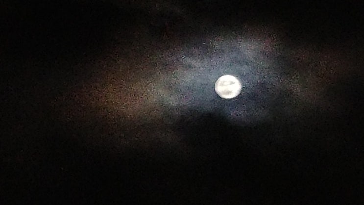 쏴한 그로테스크 한 구름속 비친 달 뜬 밤하늘 소스