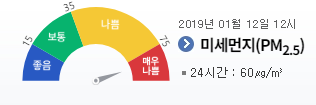 오늘의 초미세먼지 농도
