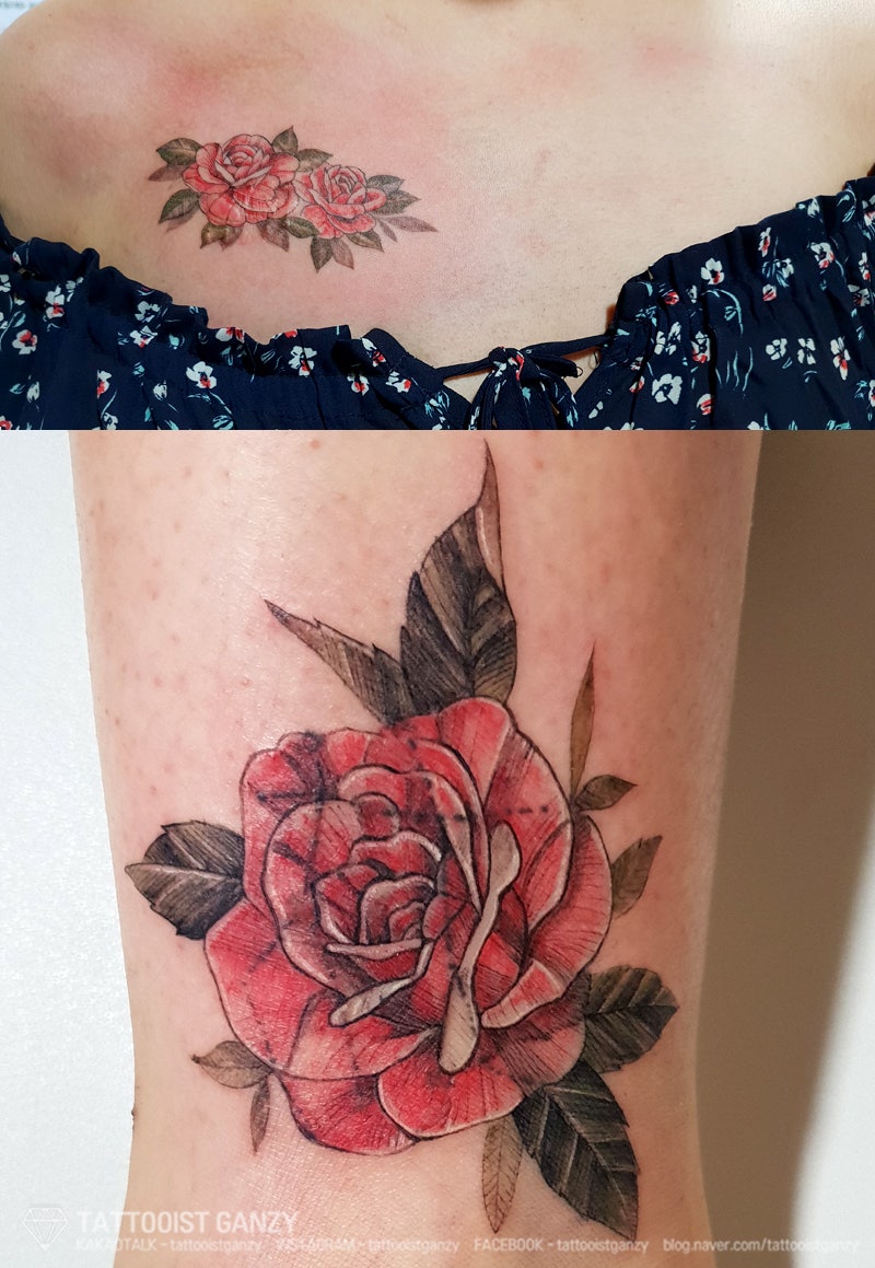 고래타투, 장미타투와 함께 등타투로 들어갔어요 : 네이버 블로그, image size:800x1159