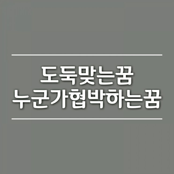  돈을 도둑맞는꿈 / 누군가 내 물건을 훔치는 꿈 해몽