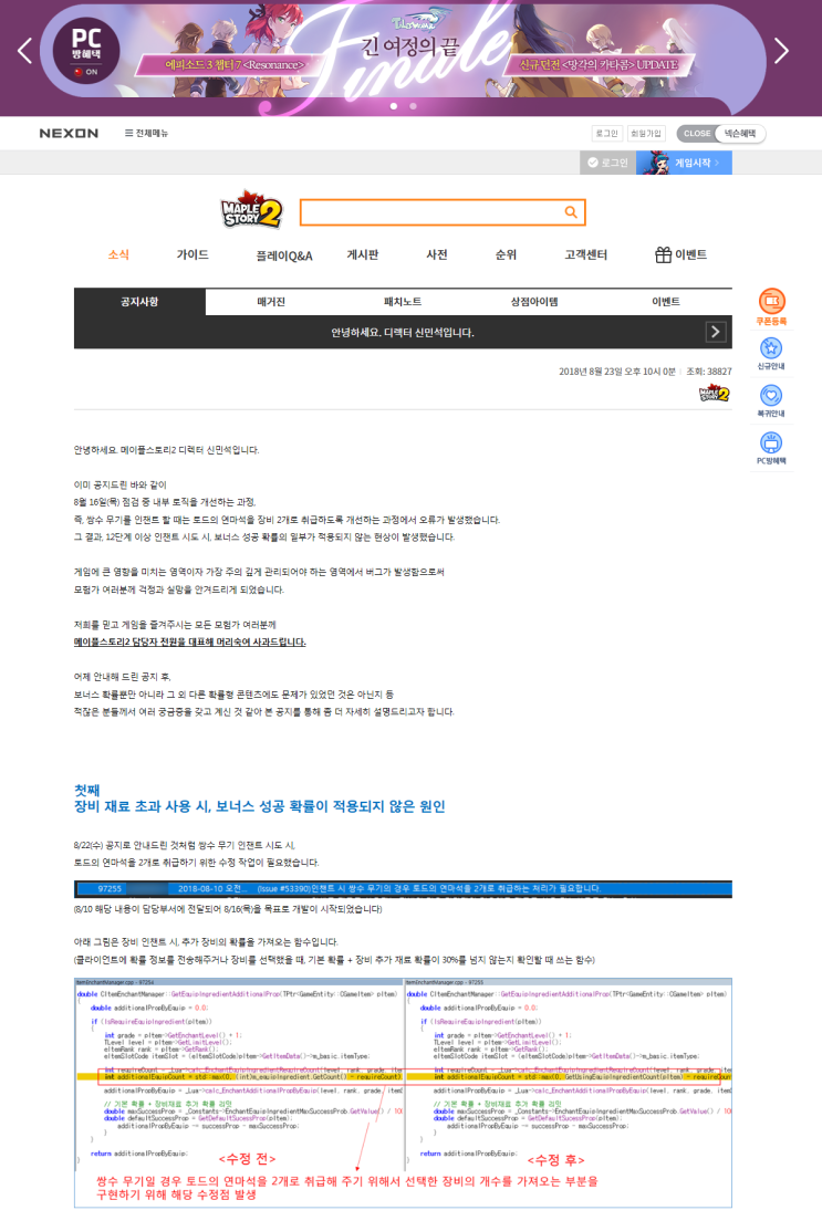  흔한 망겜의 영혼을 갈아넣은 해명 (메이플스토리2)