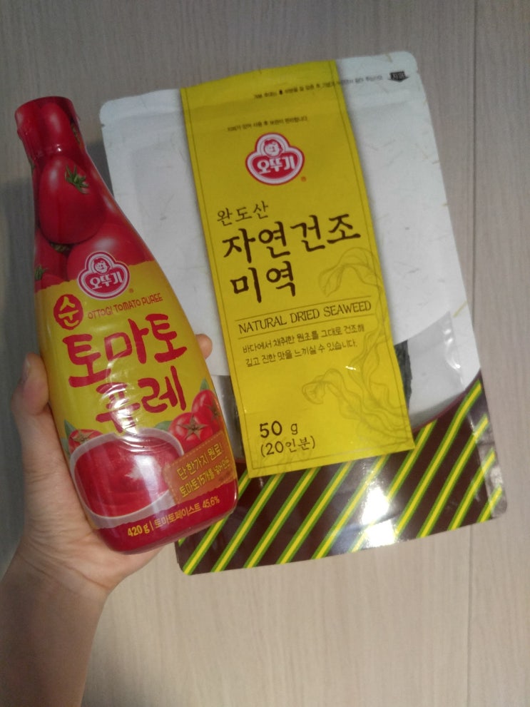  갓뚜기 이벤트 후기 ; 오뚜기 순토마토퓨레 & 자연건조미역 :)