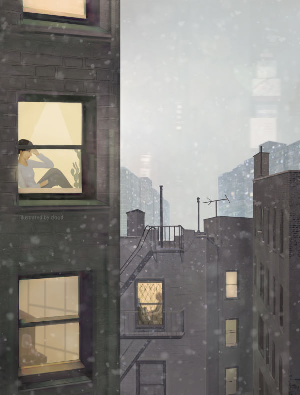  The piano,몽환적인 겨울분위기 그림,감성 디지털 일러스트