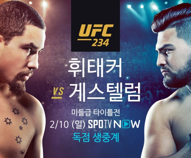  UFC 234 - 로버트 휘태커 vs 켈빈 게스텔럼 / 마동현, 강경호 동반 출전 중계 안내