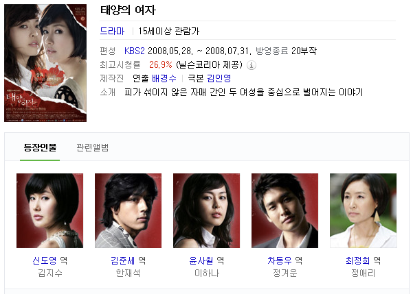  [추억의 드라마] 태양의 여자 2008