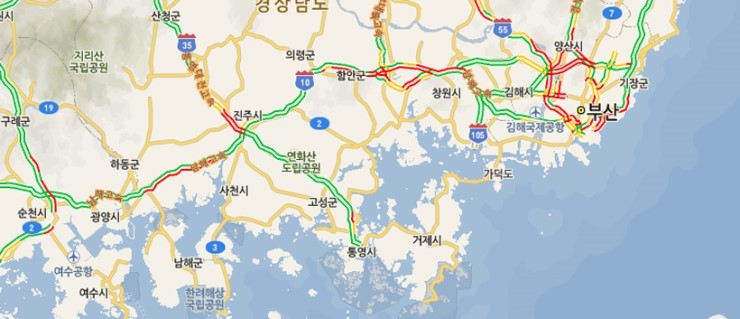 남해고속도로 실시간 교통상황, 양방향 72km 정체…막히는 구간은?
