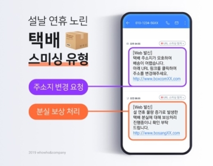  택배배송 URL 클릭금지 스미싱주의보~! 우체국 CJ대한통운 롯데 로젠 한진 택배 운송장번호 배송조회 가능
