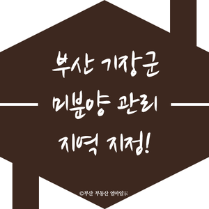  부산 기장군 미분양관리지역 지정