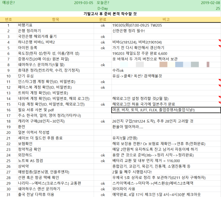  190208 D-25 일본 워킹홀리데이 준비하기 / 인천공항제1여객터미널 다락휴 예약 / 다음 아이디 해외 로그인