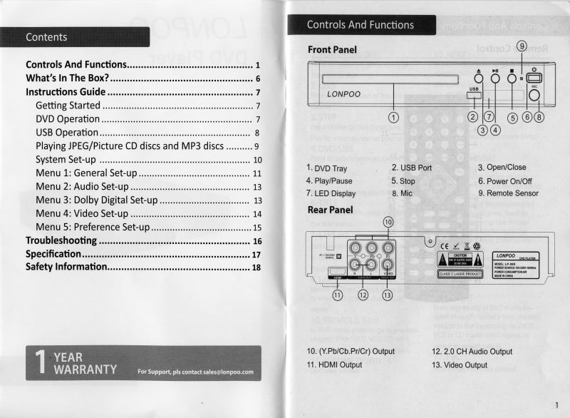 LONPOO DVD player manual : 네이버 블로그