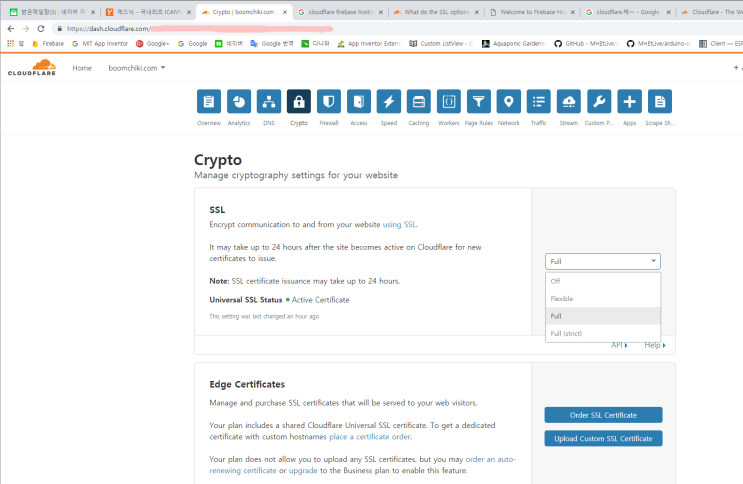  Firebase에서 호스팅, Cloudflare에서 DNS 연결.
