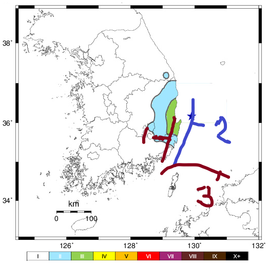  2월 10일! 포항 앞 바다 지진! → 동해 지진! 포항·경주·양산·김해의 양산단층과 달라!