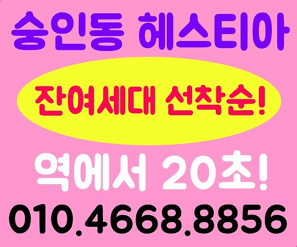  숭인동 원룸 헤스티아 시행사 잔여세대 특별분양 선착순