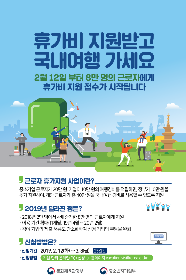  중소기업 근로자 휴가비 지원받고 우리나라 방방곡곡 여행을 떠나보세요