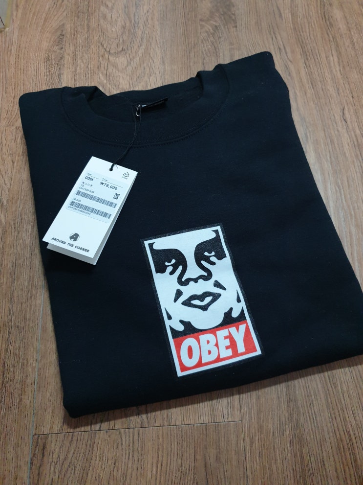 오베이 맨투맨 크루넥 티셔츠 후기 (사이즈, 재질)OBEY CNTS8FR48BK
