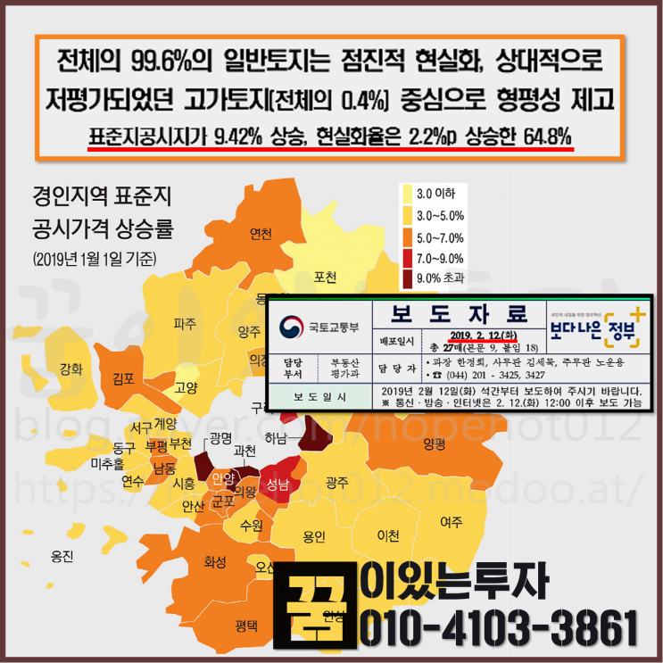 2019년 전국 표준지 공시지가 발표 (경기도 공시지가 5.91% 상승, 국토교통부)