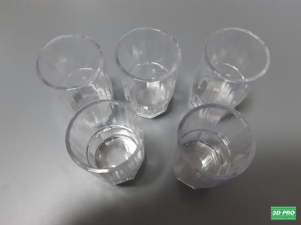 3D프로 - 3D프린터 투명 소주잔 목업 기업체출력물 (SLA방식/투명 ABS Like 레진 소재)