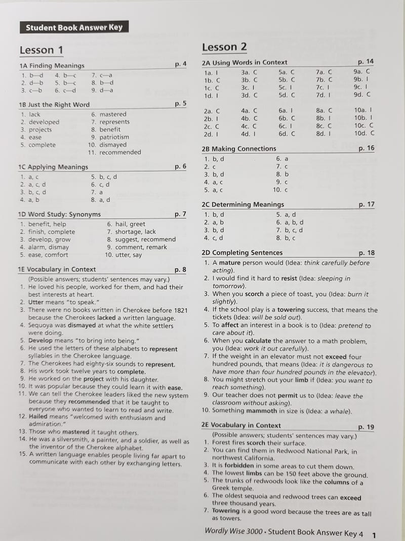 Wordly Wise 3000 Book 7 Lesson 4 Answer Key