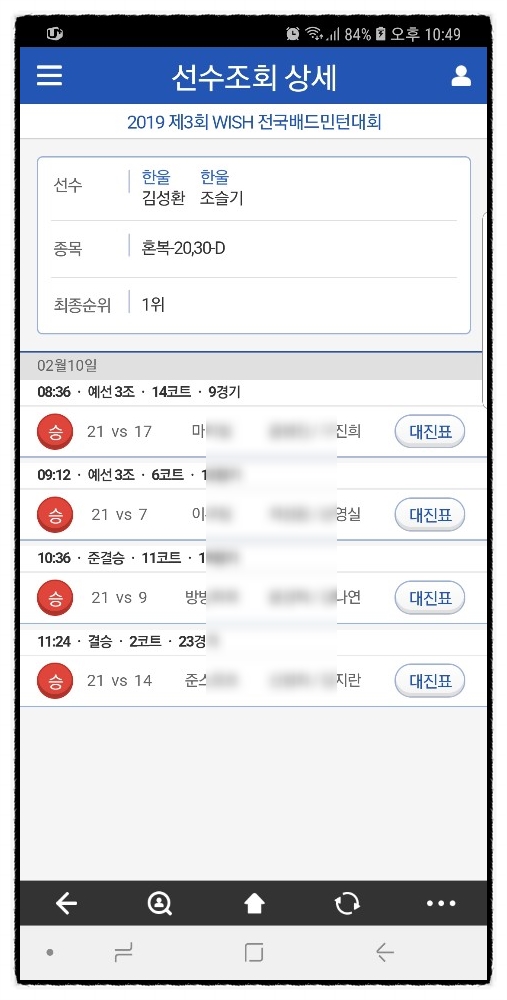  출전기)위시 배드민턴 대회 / 라켓 풍년