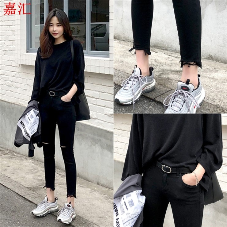  스트레치 블랙진